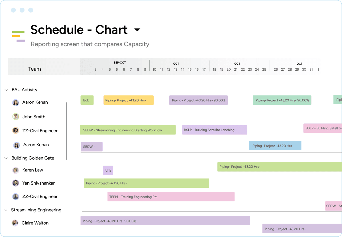 Schedule chart for consulting & professional industry