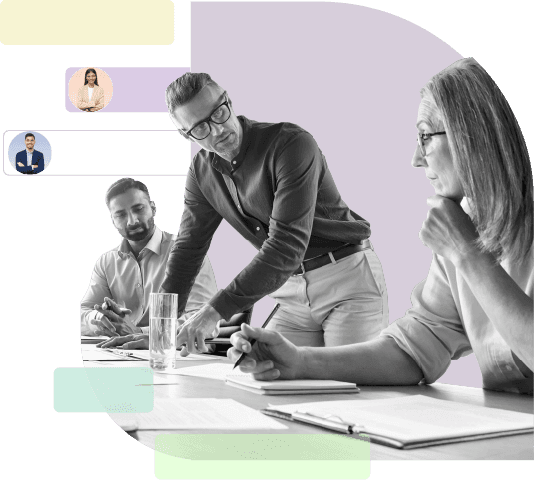 Team discussing how to achieve resource management maturity