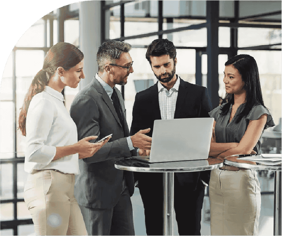 Team reviewing AI-powered enterprise intelligence insights together