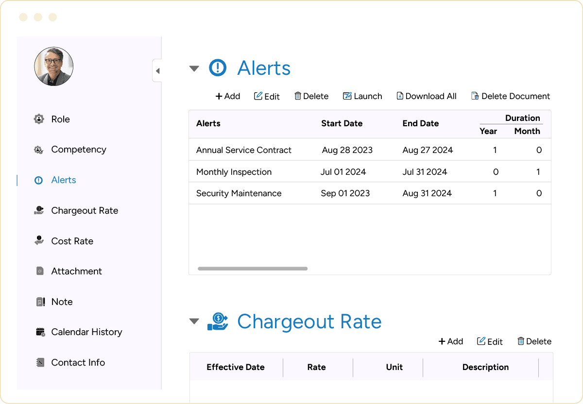 Equipment scheduling software equipment detail screen
