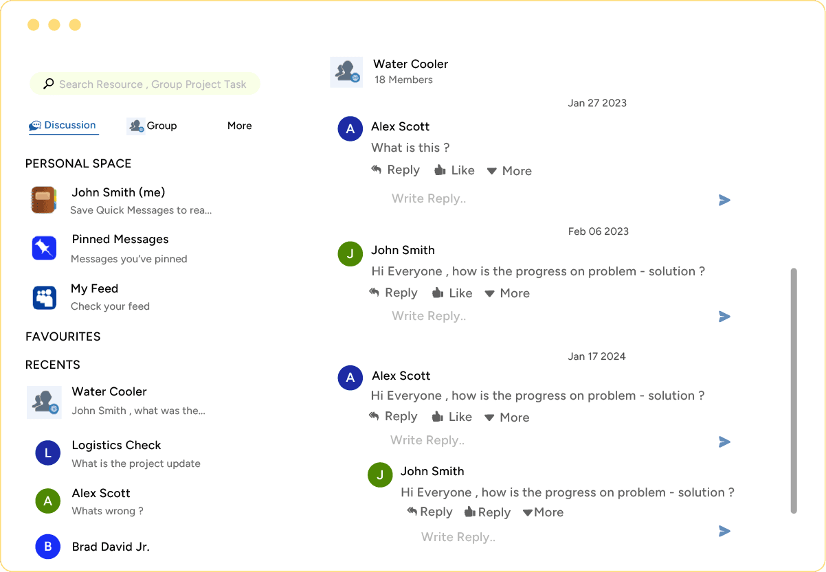 Professional service automation software team collaboration